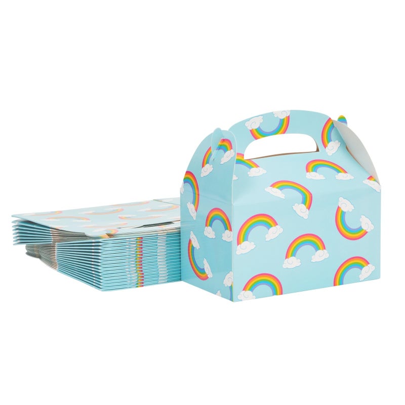BLUE PANDA Rainbow Gable Party Favor Box Set - Easy Pop-Up Gable Box with Built-In Handle - Party Favor Bags & Gift Bags - Candy & Rainbow Popcorn Holders - 24-Pack, 6.2 x 3.6 x 3.4 in - Image 1